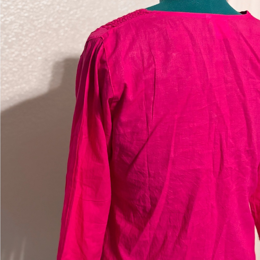 ASHA Vibrant Pink Crochet Embroidered Detail Blouse - Picture 6 of 7